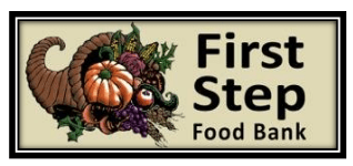 A logo for the First Step Food Bank.