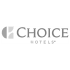 Choice Hotels International corporate logo in gray with icon and serif typography.