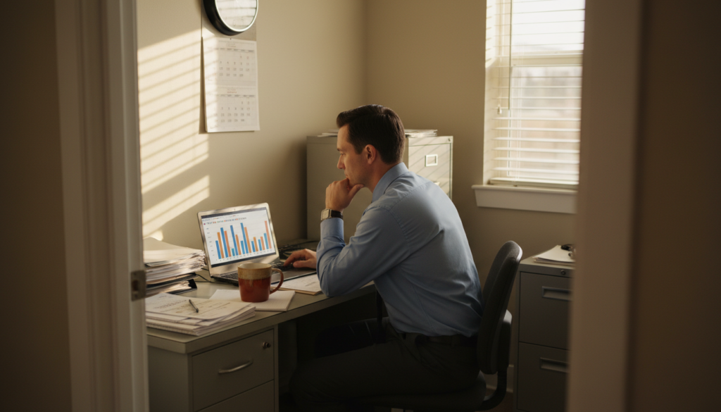 How 5Starr Engagement Helps Hospitality Teams Reduce Turnover 1 manager reviewing 5Starr engagement survey dashboard in a hotel back office