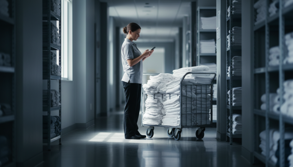 How the Right Frontline Employee Retention App Cuts Turnover in 2026 2 frontline hotel worker completing a mobile employee retention survey