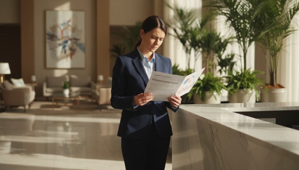 hospitality manager reading a culture amp employee survey engagement score report