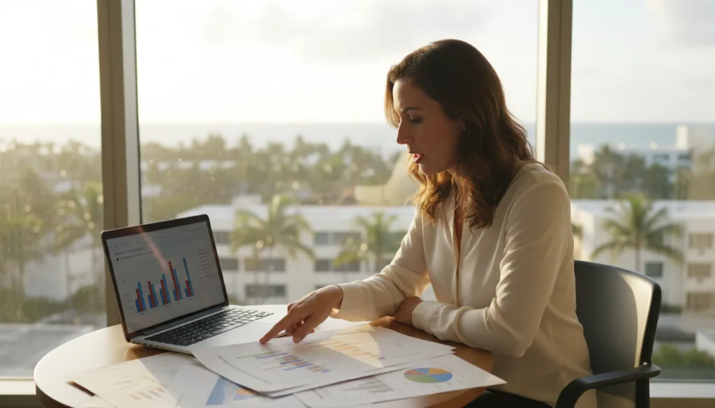 HR consulting Miami team reviewing hospitality staff engagement data