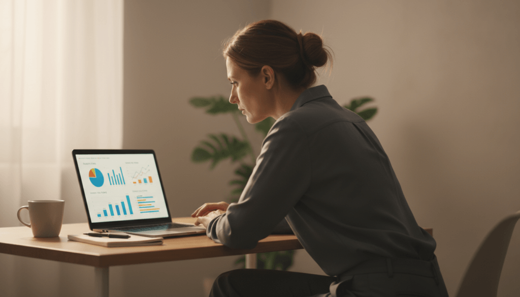 HR manager reviewing a culture amp employee survey dashboard on a laptop