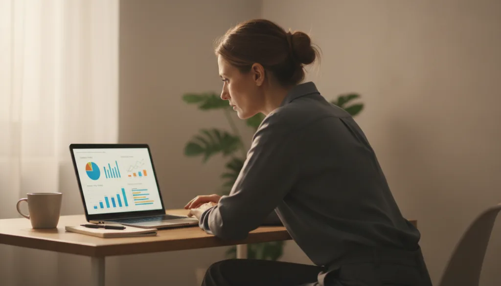 HR manager reviewing a culture amp employee survey dashboard on a laptop