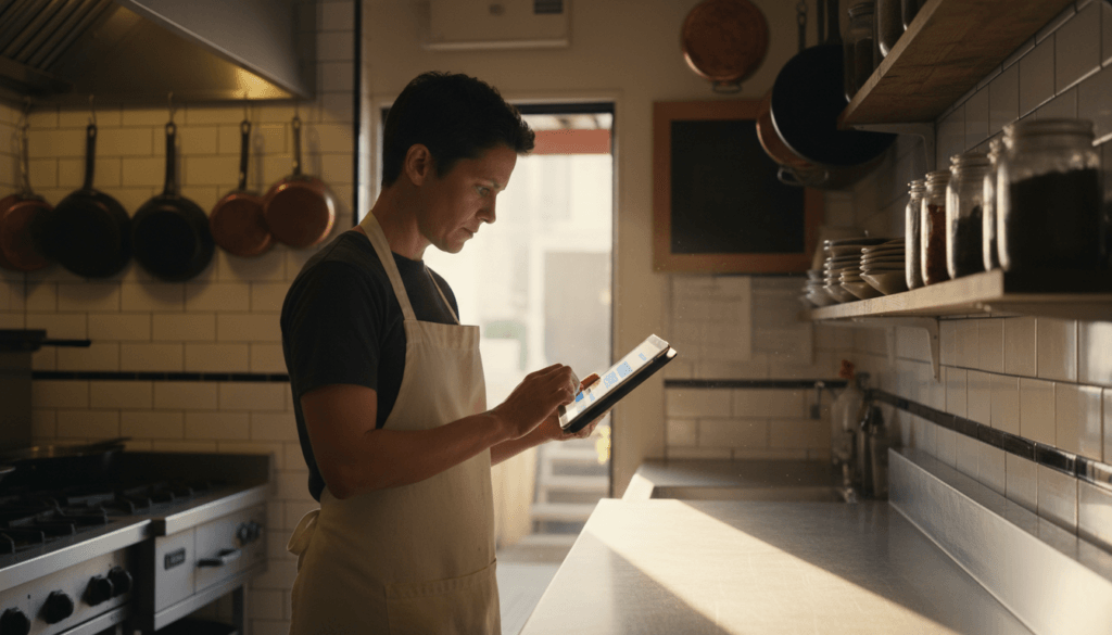 manager reviewing an employee retention platform for frontline workers dashboard on a tablet