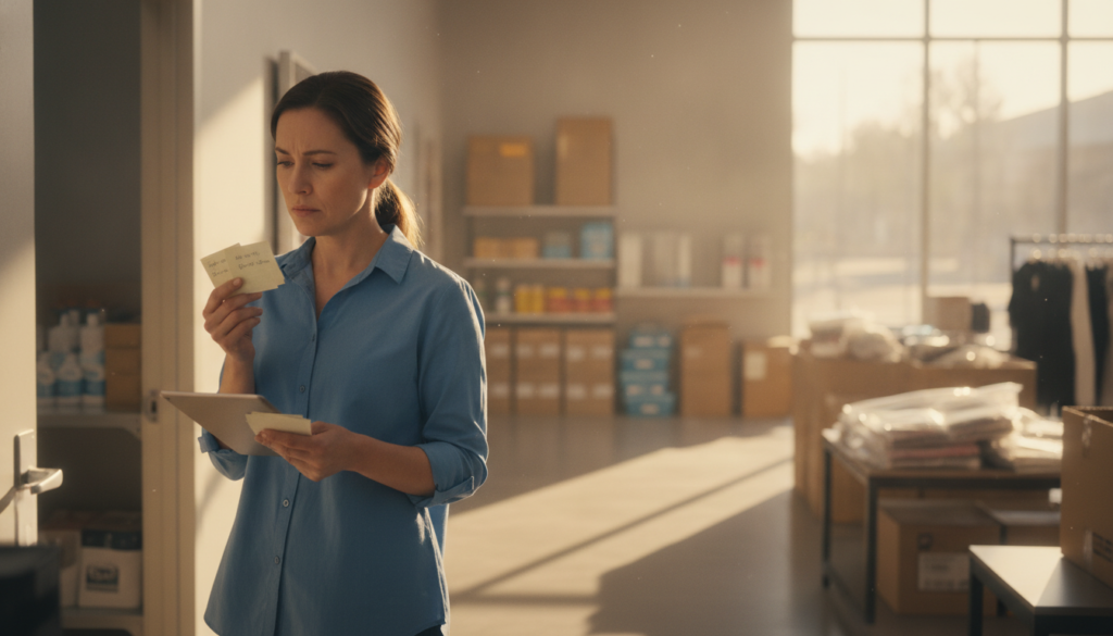 store manager reviewing frontline employee feedback on a tablet